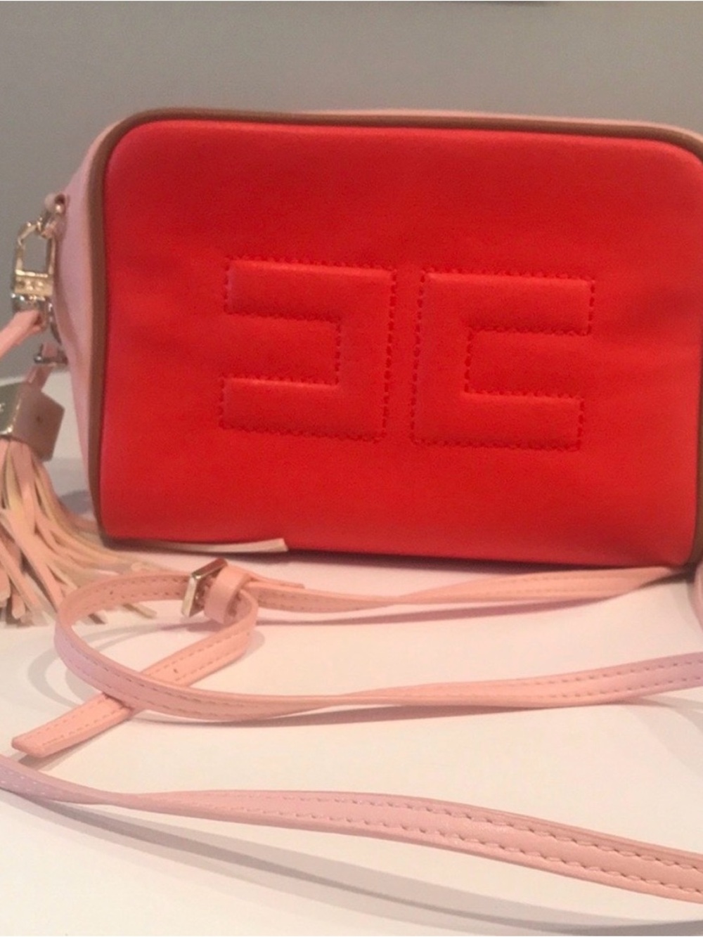 Womens Coral and Blush Crossbody Bag